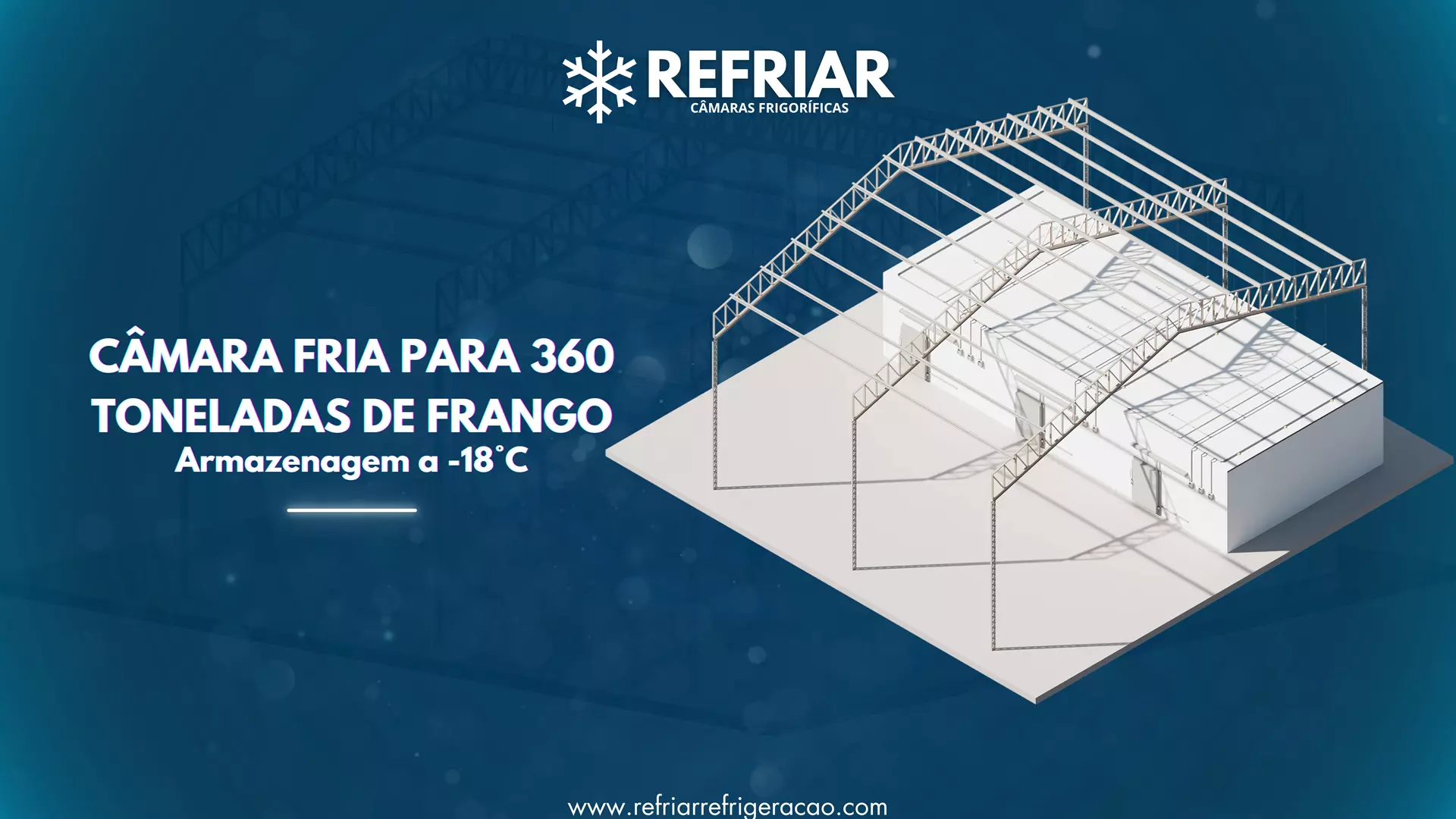 Câmara fria para armazenamento de 360.000kg de frango congelado!